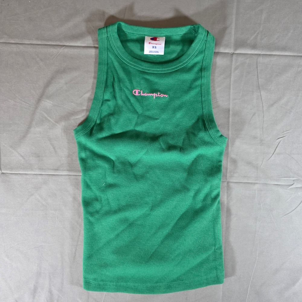Champion Iconic Rib Shirt Tail Tank Verdant Green XS CPW261TX12001 shelf bra
